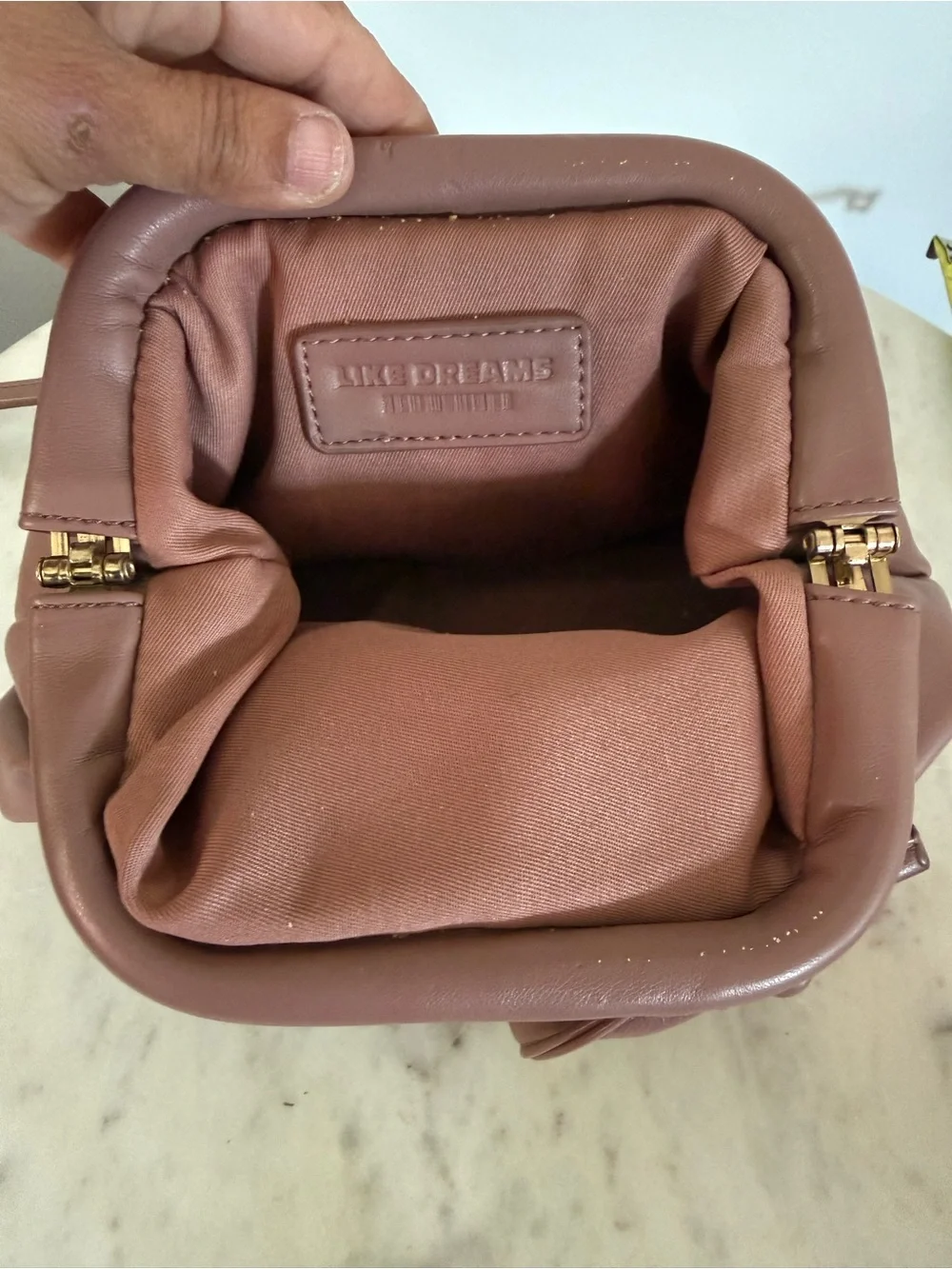 Like Dreams Bottega Inspired Mini Pouch Shoulder  Crossbody Clutch bag Blush Tan